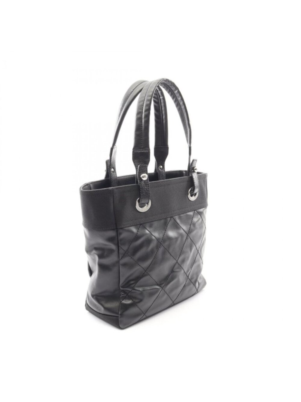 Chanel Tote Paris Biarritz PM Black Canvas Leather PM - Picture 2 of 8